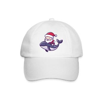 Whale Santa Claus Cartoon - Baseball Cap - white/white - Front