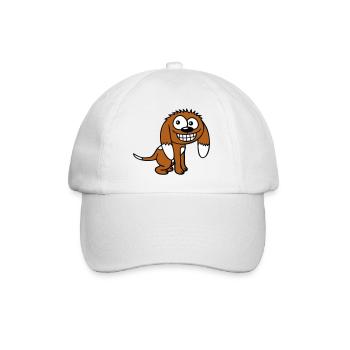 Dog looks funny grin happy smile fun - Baseball Cap - white/white - Front
