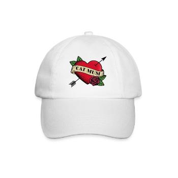 Coeur Tatouage Chat Maman - Casquette classique - blanc/blanc - Devant