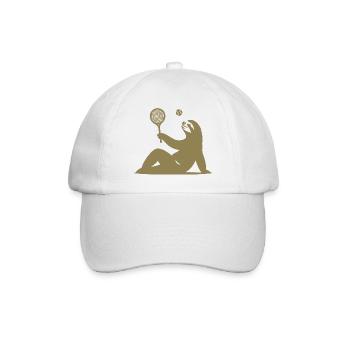 Faultier Tennis Tennisspieler Ball Horn Silhouette - Baseballkappe - Weiß/Weiß - Vorne