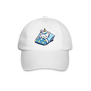 Unicorn Sleeping In Bed At Night Time - Baseballkappe - Weiß/Weiß - Vorne