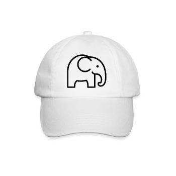 Elefant - Baseballkappe - Weiß/Weiß - Vorne