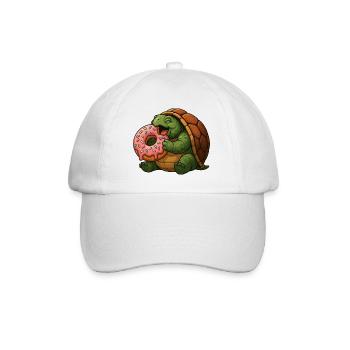 tortue mignonne avec beignet dessin animé dessert Fun - Casquette classique - blanc/blanc - Devant