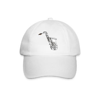 Saxophon Zeichnung - Baseballkappe - Weiß/Weiß - Vorne