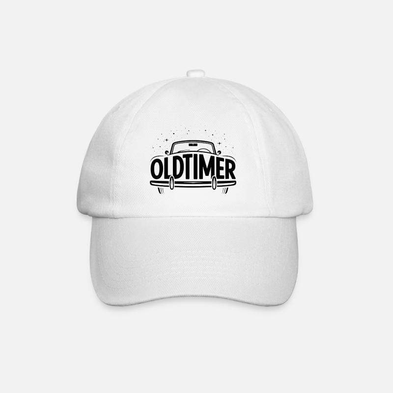 Oldtimer - Cooles Auto-Logo - Baseballkappe - Weiß/Weiß