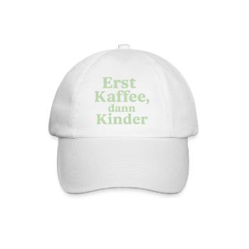 Erst Kaffee, Dann Kinder (salbeigrün) - Baseballkappe - Weiß/Weiß - Vorne