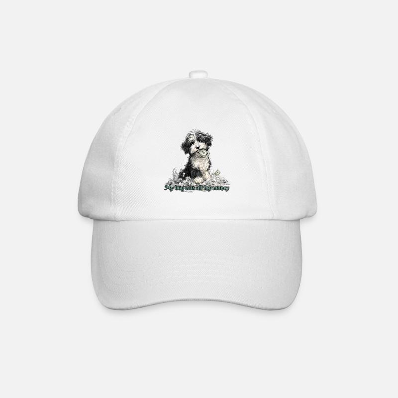 My dog eats all my money - Baseballkappe - Weiß/Weiß