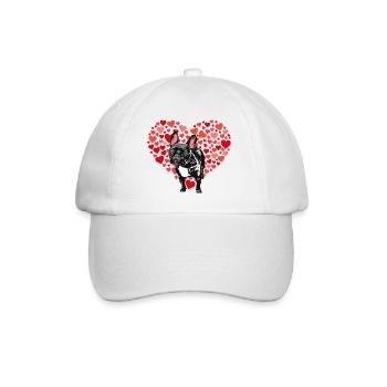 Herzförmige Hundemotiv in Rosa und Rot - Baseballkappe - Weiß/Weiß - Vorne