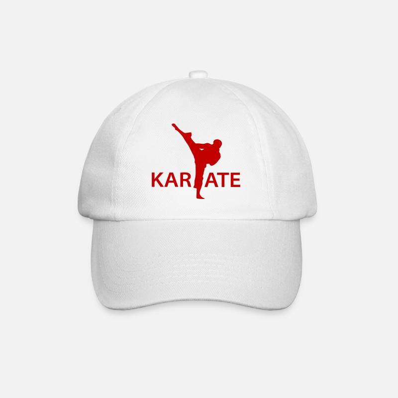  Karate Kick Silhouette - Baseballkappe - Weiß/Weiß