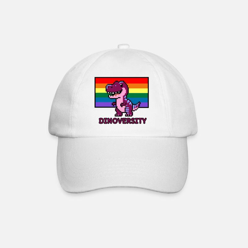 DinoVERSITY - Pixel Art Dinosaurier Pride! 🌈🦖 - Baseballkappe - Weiß/Weiß