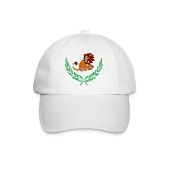 Lion in Green Laurel Wreath – Congratulations - Baseball Cap - white/white - Front