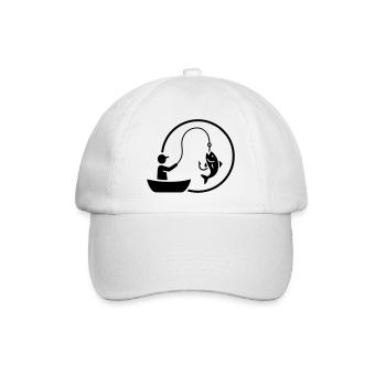 Logo du pêcheur dans un bateau Minimaliste - Casquette classique - blanc/blanc - Devant