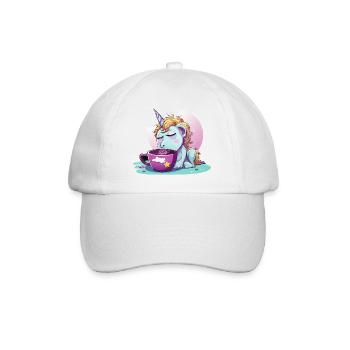 Schlummerndes Einhorn Kaffeezauber - Baseballkappe - Weiß/Weiß - Vorne