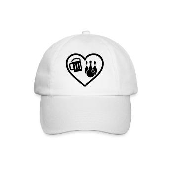 Heart Beer Bowling-Humor - Baseballkappe - Weiß/Weiß - Vorne