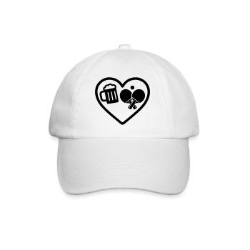 Heart Beer Tischtennis-Humor - Baseballkappe - Weiß/Weiß - Vorne