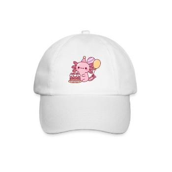 Cute Axolotl With Birthday Cake and Balloons - Baseball Cap - white/white - Front