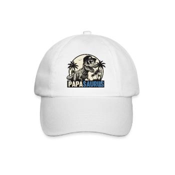 Papasaurus – Cooler T-Rex Vater Design - Baseballkappe - Weiß/Weiß - Vorne