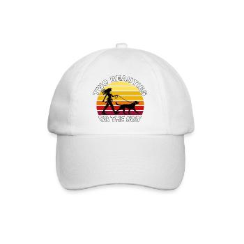 Two Beauties on the Run Dog Retro Design - Baseball Cap - white/white - Front