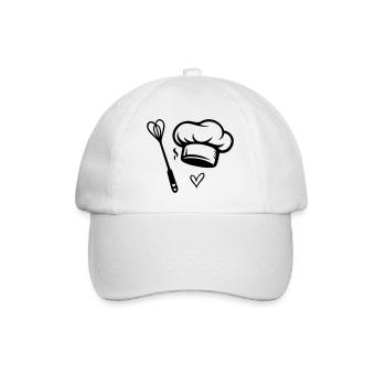 Chef's Hat & Heart Whisk - Cooking with Love - Baseball Cap - white/white - Front