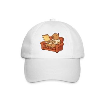 Capybara Sofa Pizza gemütliches Tierdesign - Baseballkappe - Weiß/Weiß - Vorne