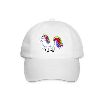 Regenbogen-Einhorn Cartoon-Design - Baseballkappe - Weiß/Weiß - Vorne