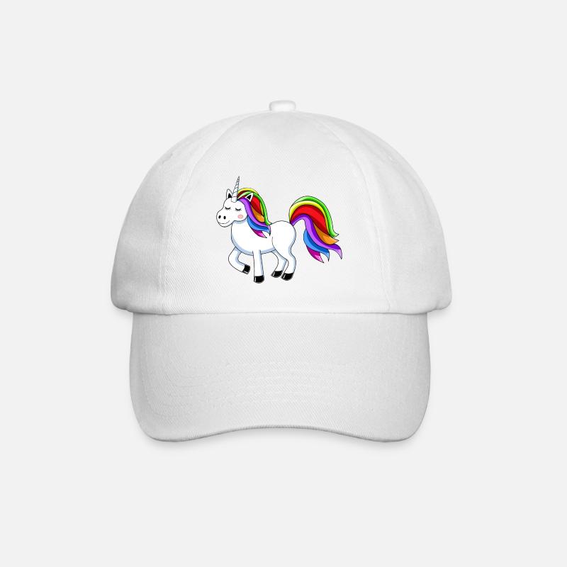 Regenbogen-Einhorn Cartoon-Design - Baseballkappe - Weiß/Weiß