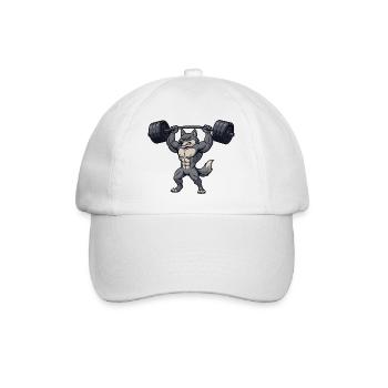 Starker Husky mit Hantel Fitness Bodybuilding - Baseballkappe - Weiß/Weiß - Vorne