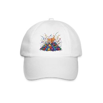 Kittens between colorful balls of yarn - Baseball Cap - white/white - Front