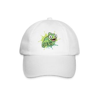 Fröhlicher Chamäleon Spritzer - Baseballkappe - Weiß/Weiß - Vorne