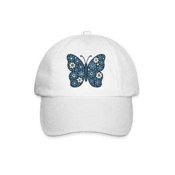 Blue Blossoms Butterfly Floral - Baseball Cap - white/white - Front