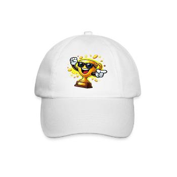 Golden Trophy with Sunglasses - Baseball Cap - white/white - Front