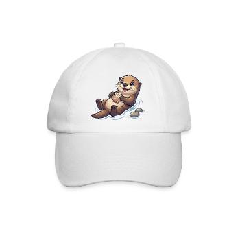 Loutre avec coquillage sur la plage - Casquette classique - blanc/blanc - Devant