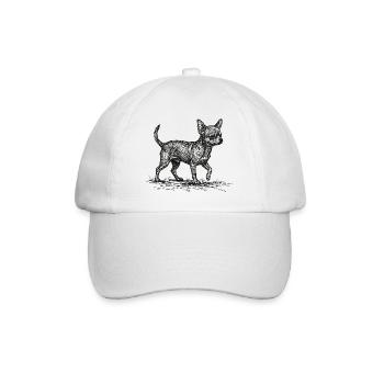 Chihuahua Sketch – Minimalistisches Hund Design - Baseballkappe - Weiß/Weiß - Vorne