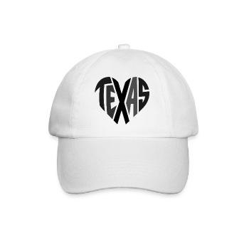 Texas Heart Typography - Baseball Cap - white/white - Front