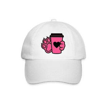 Hundepfote Kaffee Tasse Hunde Mama - Baseballkappe - Weiß/Weiß - Vorne