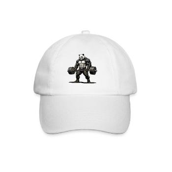 Panda Strength – Bodybuilding Design - Baseballkappe - Weiß/Weiß - Vorne