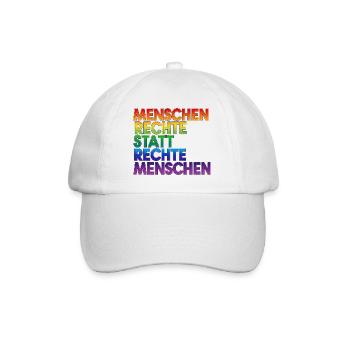 Regenbogen Statement Spruch Menschenrechte - Baseballkappe - Weiß/Weiß - Vorne