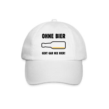 Ohne Bier Geht Gar Nix Hier! (Bierchen / POS 2C) - Baseballkappe - Weiß/Weiß - Vorne