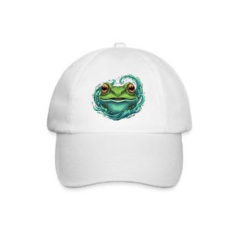Wellenfrosch Pop-Art Illustration - Baseballkappe - Weiß/Weiß - Vorne