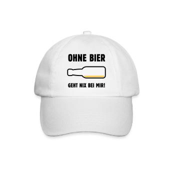 Ohne Bier Geht Nix Bei Mir! (Bierchen / POS 3C) - Baseballkappe - Weiß/Weiß - Vorne