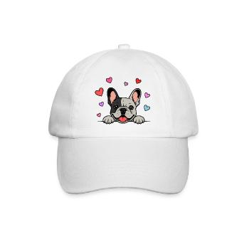 Französische_Bulldogge_Pfoten_mit_Herz_schwatzwei ß - Baseball Cap - white/white - Front