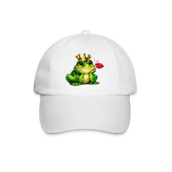 Crown Frog Kiss Design - Baseball Cap - white/white - Front