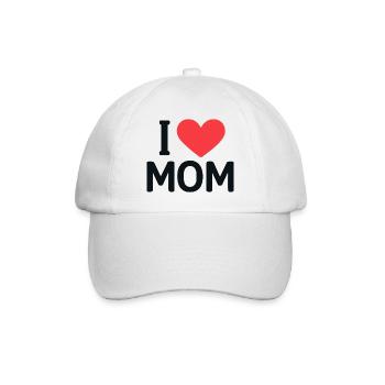 Ich liebe das MOM-Herzdesign - Baseballkappe - Weiß/Weiß - Vorne
