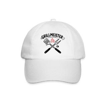 Grillmeister BBQ Grillen Pitmaster Männer - Baseballkappe - Weiß/Weiß - Vorne