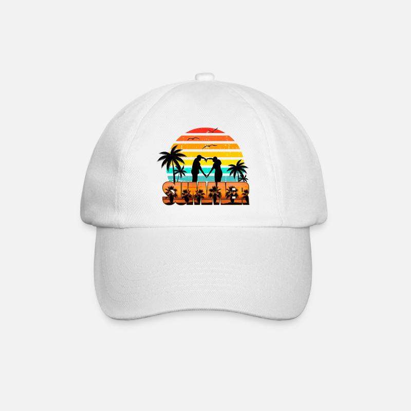 Romantic summer sunset - Baseball Cap - white/white