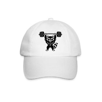 Muscle raccoon lifts barbell - Baseball Cap - white/white - Front