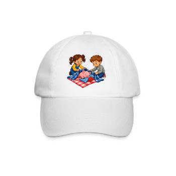 Pig nap with children cuddle motif - Baseball Cap - white/white - Front