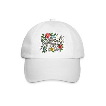 Triceratops Skelett mit Blumen - Baseballkappe - Weiß/Weiß - Vorne