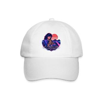 80s Retro Synthwave Bengal Cat - Baseball Cap - white/white - Front