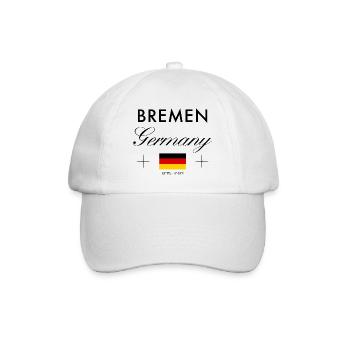 Bremen Deutschland Koordinaten Reise Souvenir - Baseballkappe - Weiß/Weiß - Vorne